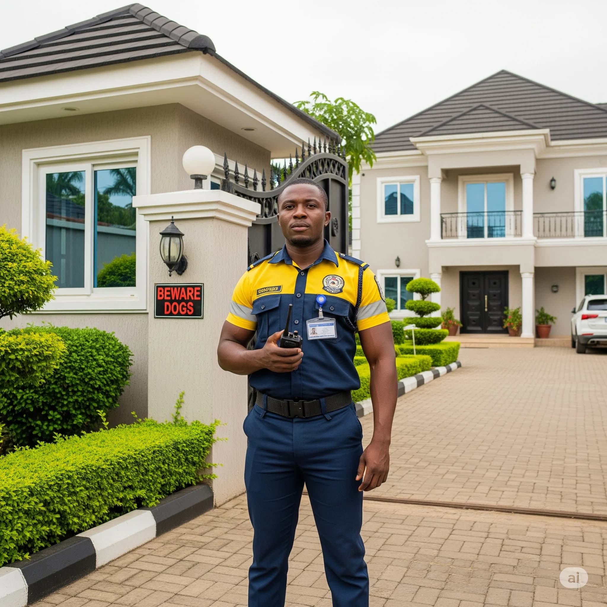 Professional security guard in uniform